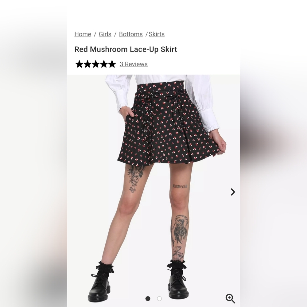 Hot Topic Red Mushroom Skirt Medium Gothic Y2K Alternative Lace-Up